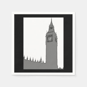 Big Ben Black & White Vintage Style London Napkins