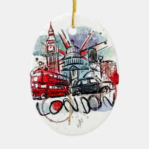 big ben bus london landmark ceramic tree decoration