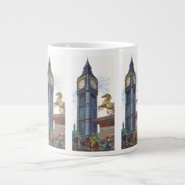 Big Ben Clock Tower at the Palace of Westminster Large Coffee Mug (Front)