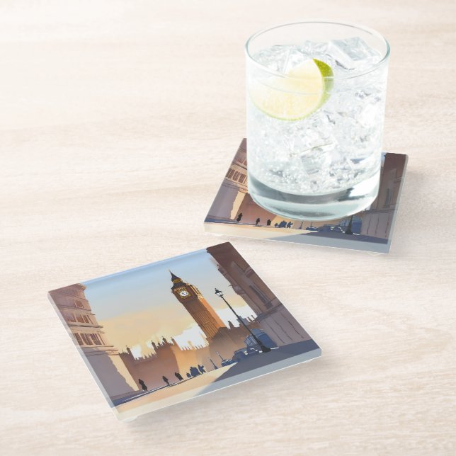 Big Ben Clocktower | London England UK Glass Coaster (Angled)