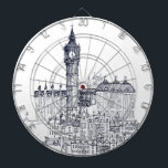 Big Ben Dartboard<br><div class="desc">© Avery Tillmon / Wild Apple.  A black and white illustration of the Big Ben.</div>