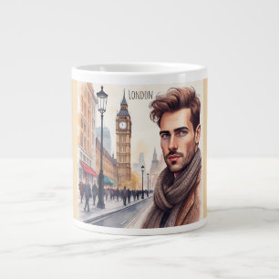 Big Ben, Handsome Man with Lovely eyes in London Large Coffee Mug