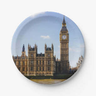Big Ben, Houses of Parliament, London UK Paper Plate