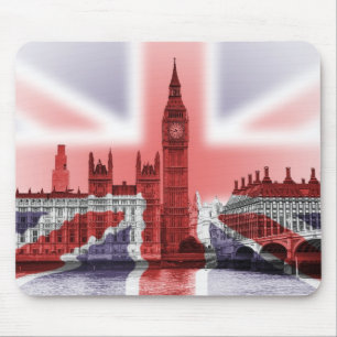 Big Ben London and Union Jack flag Mouse Pad