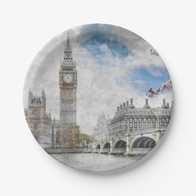 Big Ben London – British Landmark Party Tableware Paper Plate (Front)