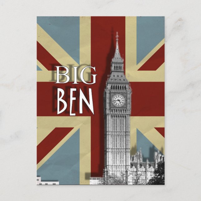 Big Ben London British Union Jack Picture Postcard (Front)