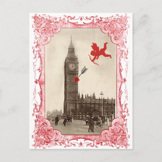 Big Ben London Cupid Valentine Postcard (Front)