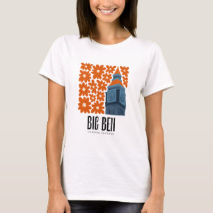 Big Ben London England abstract travel floral art T-Shirt
