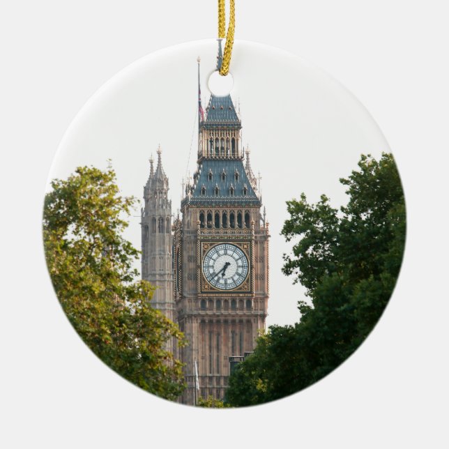 Big Ben London England Ceramic Tree Decoration (Front)