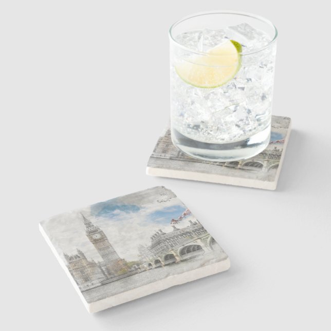 Big Ben London England Stone Coaster – British  (Side)