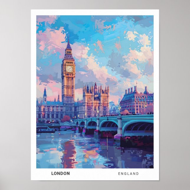 Big Ben London England Vintage Travel  Poster (Front)