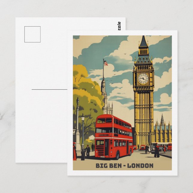 Big Ben London Famous Vintage Travel Place Postcard (Front/Back)