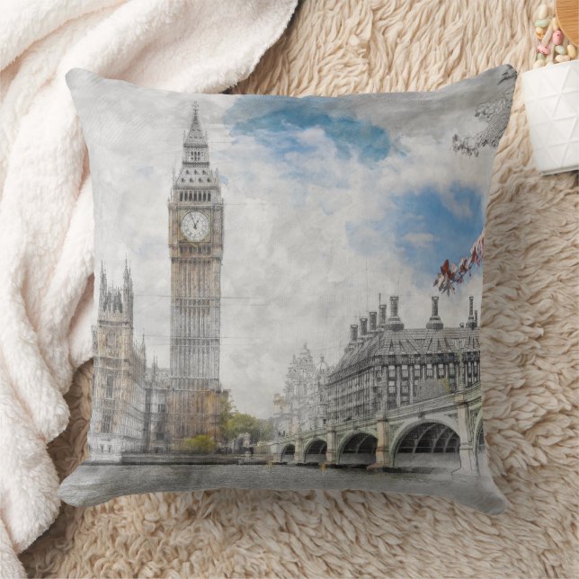  Big Ben London Throw Pillow – Iconic Cityscape  (Blanket)