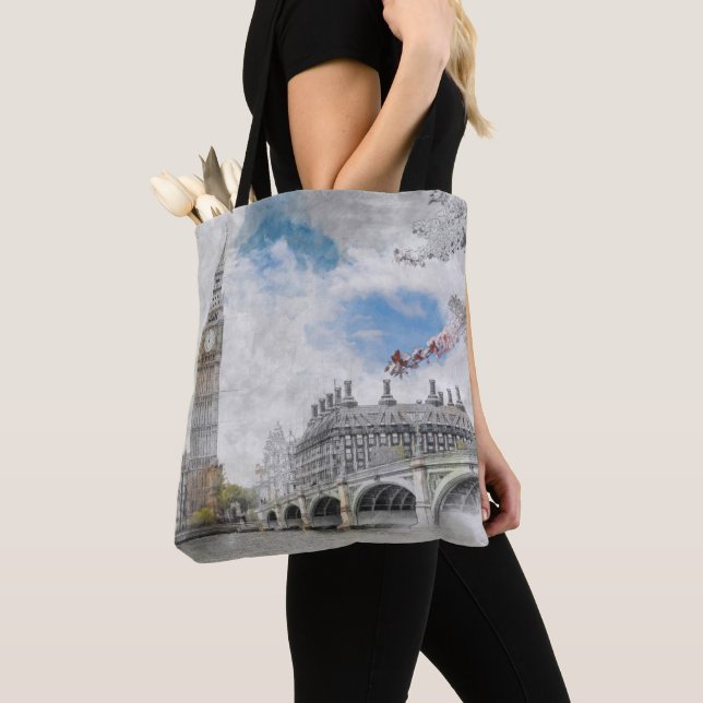 Big Ben London Tote Bag – Vintage UK Travel  (Close Up)