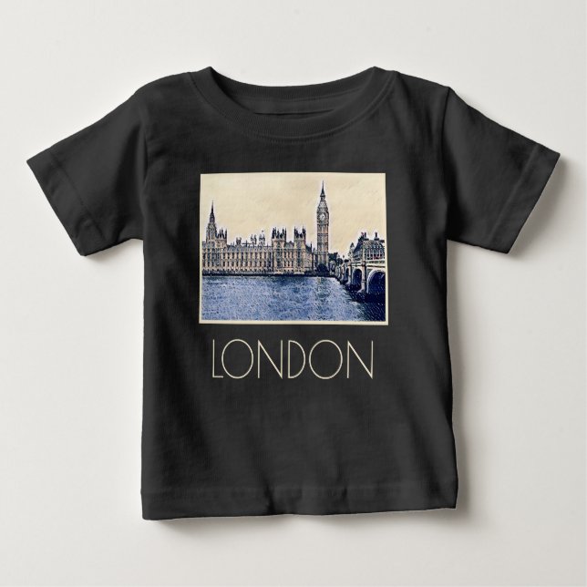 Big Ben London Watercolor art Baby T-Shirt (Front)