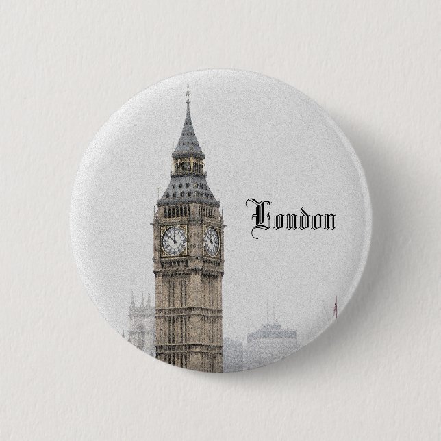 Big Ben London (Watercolour) 6 Cm Round Badge (Front)