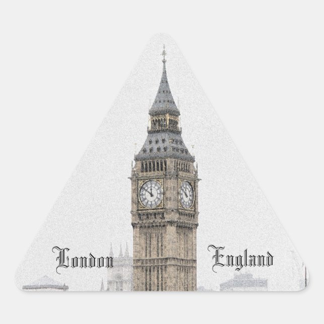 Big Ben London (Watercolour) Triangle Sticker (Front)