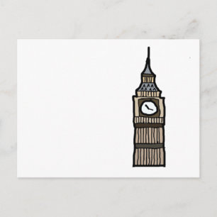 Big Ben Tower of London Whimsical Cartoon Postcard