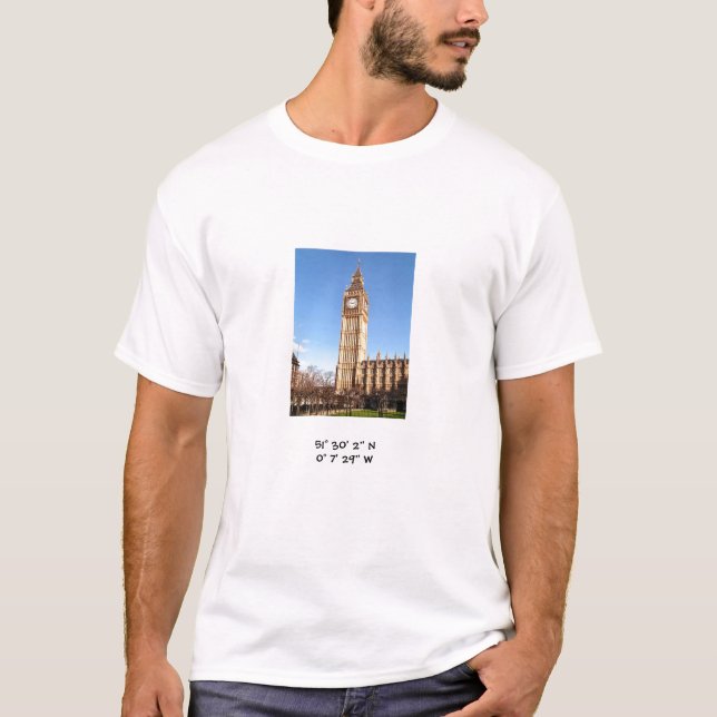Big Ben with coordinates T-Shirt (Front)