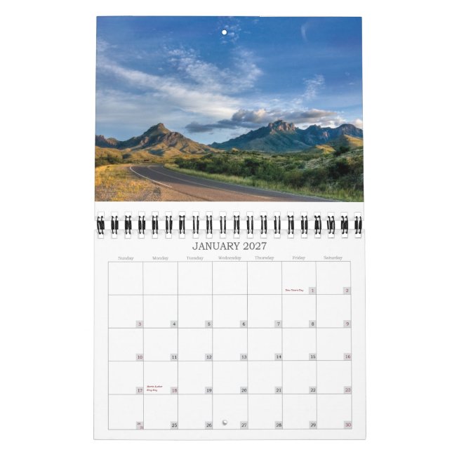 Big Bend National Park Calendar (Jan 2027)