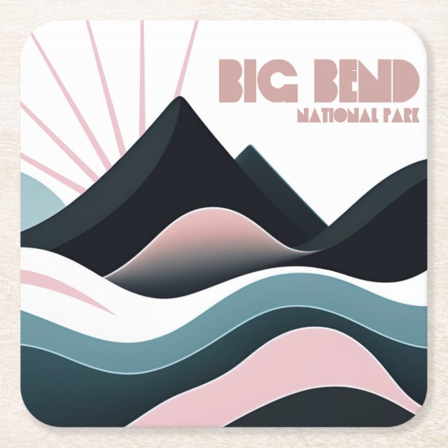 Big Bend National Park Coloured Hills Square Paper Coaster (Front)