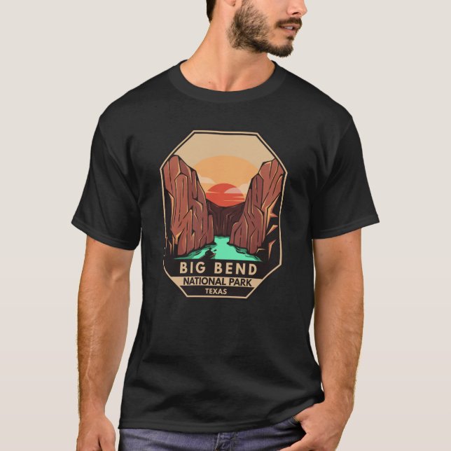Big Bend National Park Kayak Retro Emblem T-Shirt (Front)