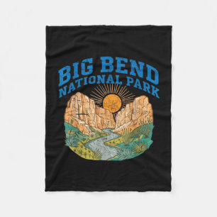 Big bend national park retro canyon sun river fleece blanket