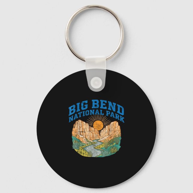 Big bend national park retro canyon sun river key ring (Front)