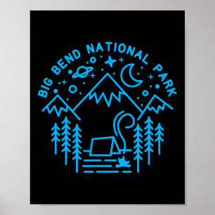 Big Bend National Park Shirt Camping Line Art Hiki Poster