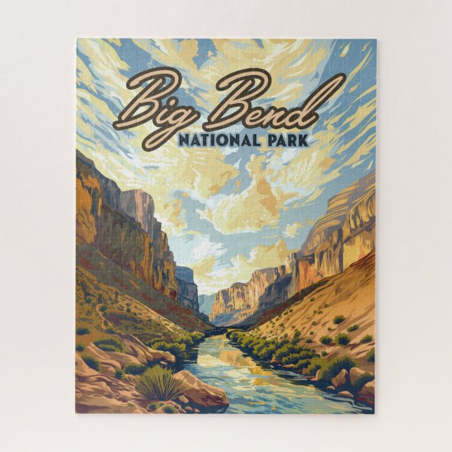 Big Bend National Park Texas Desert Retro Jigsaw Puzzle (Vertical)