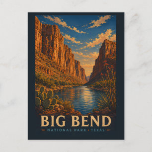 Big Bend National Park Texas Modern Woodblock Postcard