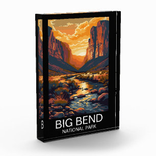 Big Bend National Park Texas Retro Travel Photo Block