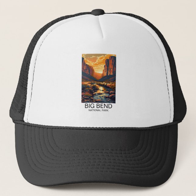 Big Bend National Park Texas Retro Travel Trucker Hat (Front)