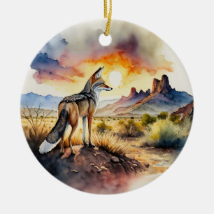 Big Bend National Park Texas Watercolor Ceramic Tree Decoration