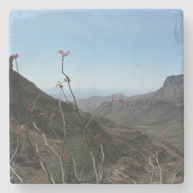 Big Bend Park-Ocotillo Mountain Landscape Stone Coaster (Front)