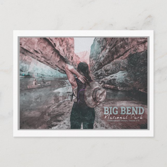 BIG BEND - TEXAS - HIKING GIRL POSTCARD (Front)