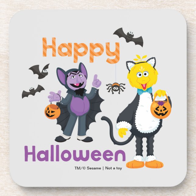 Big Bird and Count | Happy Halloween Coaster (Front)