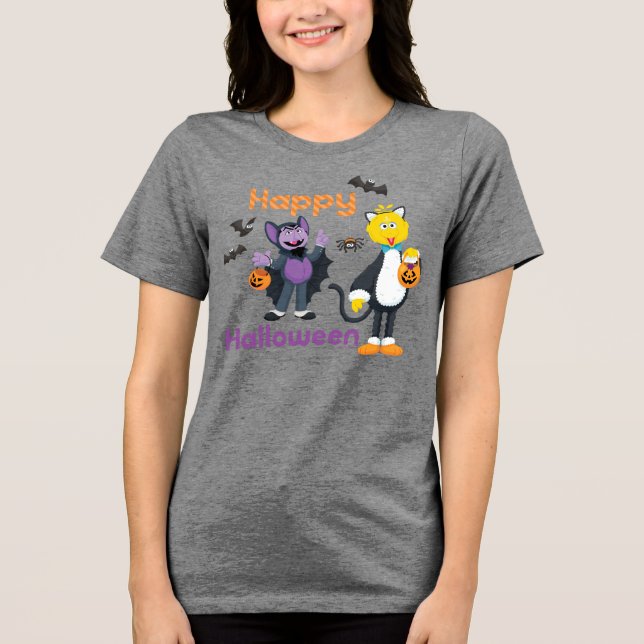 Big Bird and Count | Happy Halloween Tri-Blend Shirt (Front)