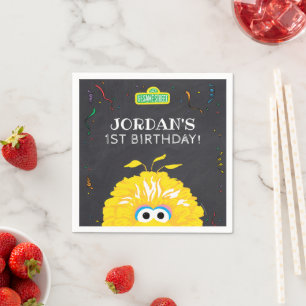 Big Bird Chalkboard Confetti Birthday Napkin