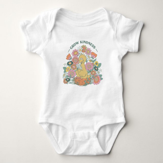 Big Bird | Grow Kindness Floral Graphic Baby Bodysuit (Front)