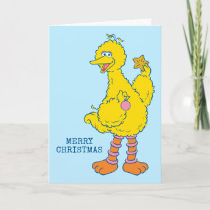 Big Bird Holding Christmas Ornaments Card