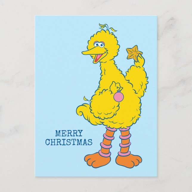Big Bird Holding Christmas Ornaments Postcard (Front)