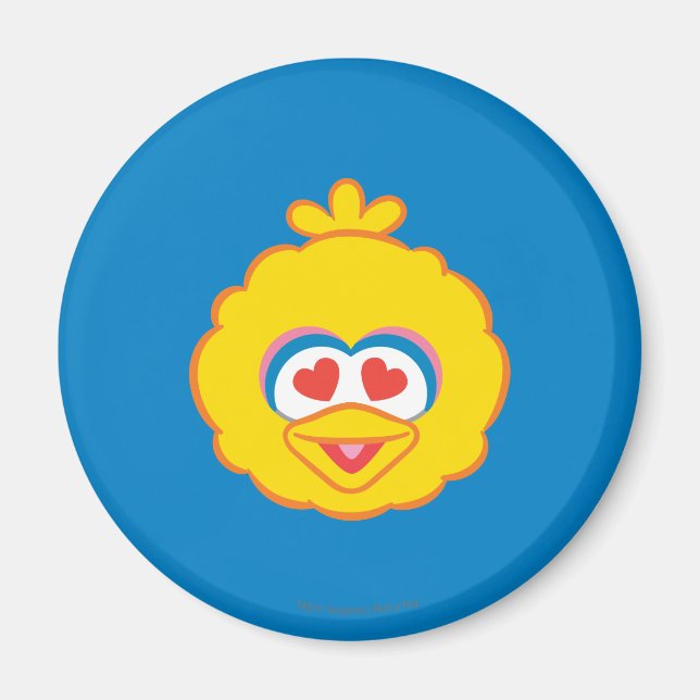 Big Bird Smiling Face with Heart-Shaped Eyes Magnet (Front)