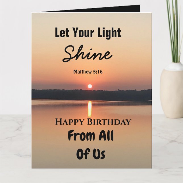 Big Birthday Let Your Light Shine Scriptural Text Card (Front)