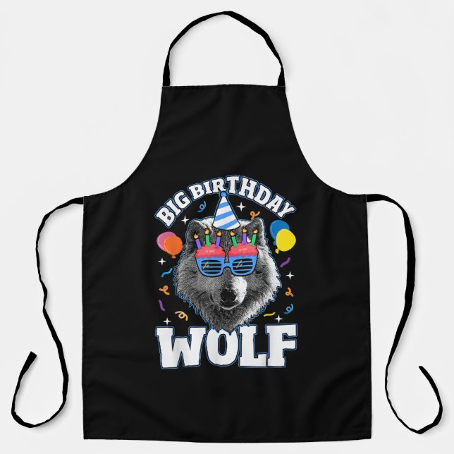 Big Birthday Wolf for Wolves Apron (Front)