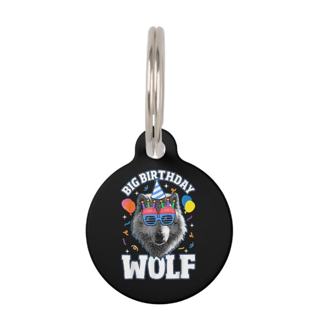 Big Birthday Wolf for Wolves Pet Tag (Front)