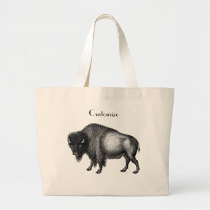 Big Bison Buffalo Thunder_Cove Large Tote Bag