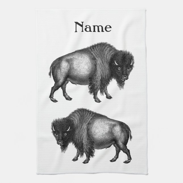 Big Bison Buffalo Thunder_Cove Tea Towel (Vertical)