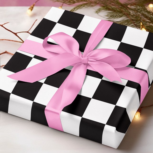Big Black and White Chequered Wrapping Paper (Big Black and White Checkered Wrapping Paper)