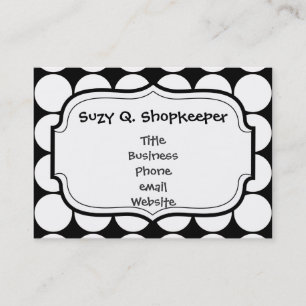 Big Black and White Polka Dots Circles Pattern Business Card